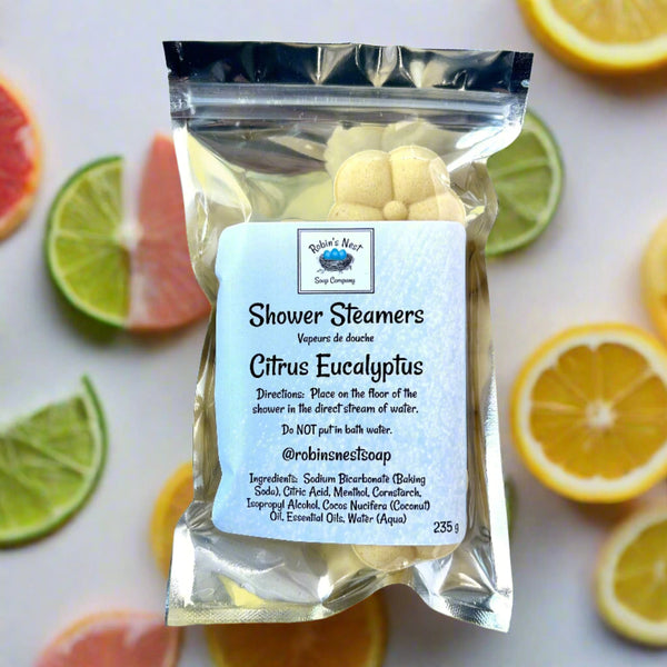 citrus shower steamer, lemon, eucalyptus